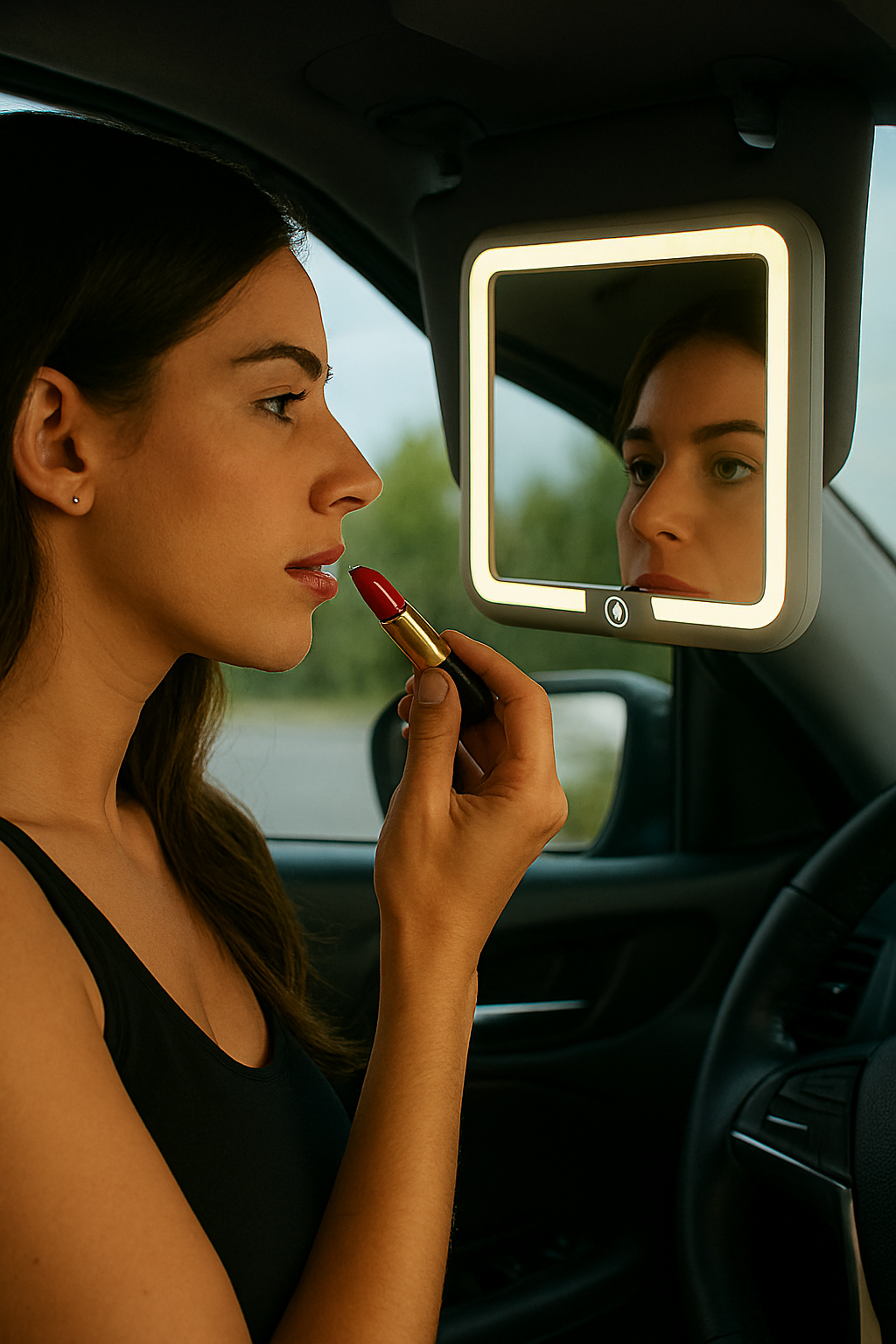 GlowDrive Mirror™ – Espejo LED Profesional para Maquillaje en Auto